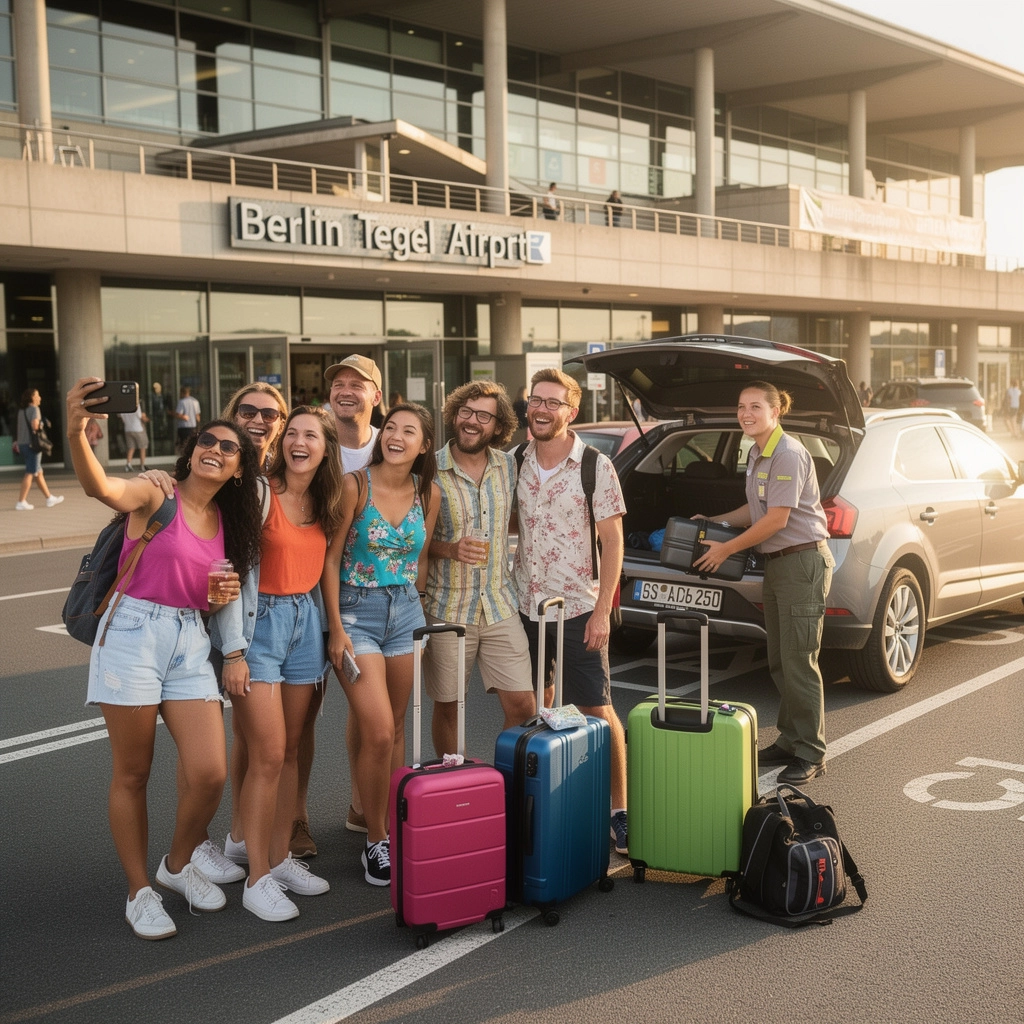 Grafik einer Checkliste für die Abholung eines Mietwagens mit wichtigen Punkten.